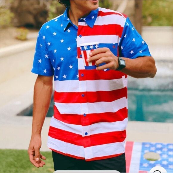 Tipsy Elves American flag button down sz XL - Picture 1 of 12